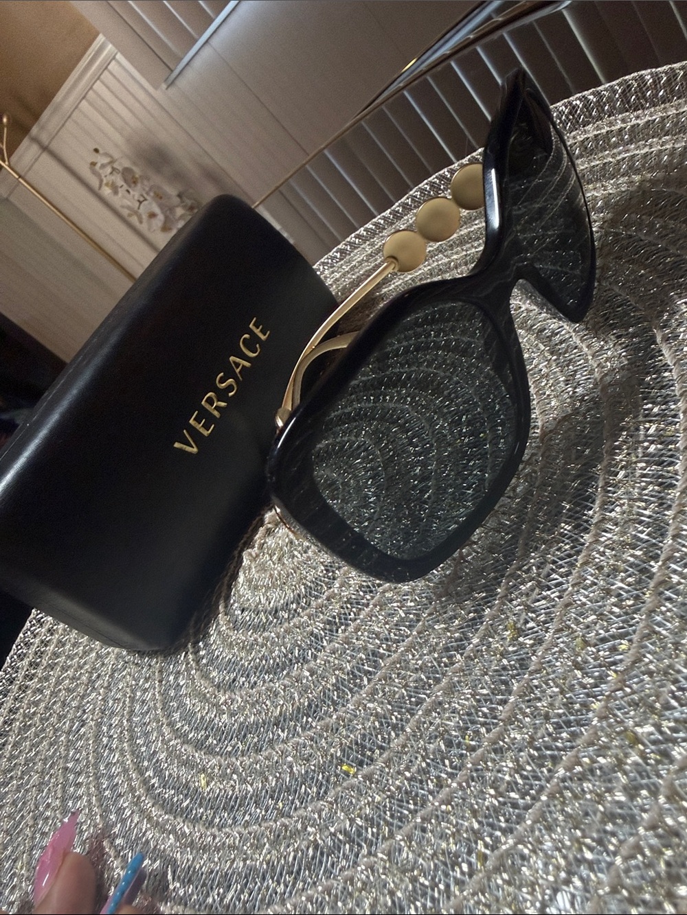 Versace Black Sunglasses with Gold Medallion Trim - Picture 2 of 4